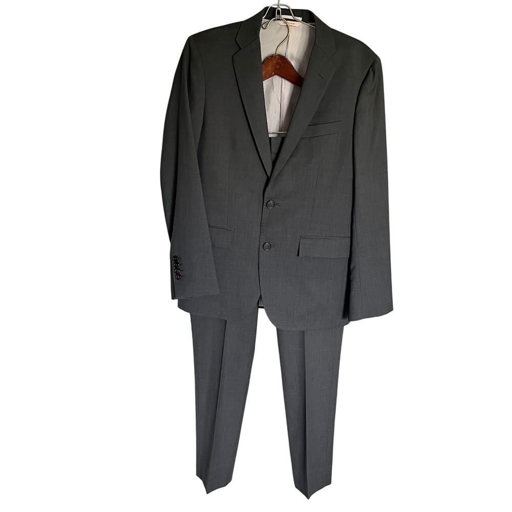 Brooks Brothers Red Fleece 2pc Suit 38S Crosshatch Charcoal 30x27.5 Marzotto